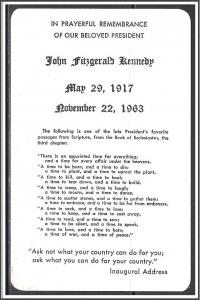 President John F Kennedy Memorial Card - [MX-289}