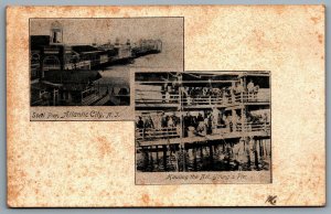 Postcard Atlantic City NJ c1900s Steel Pier Hauling The Net Youngs Pier Unused