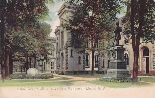 New York Elmira County Buildings & Soldiers Monument