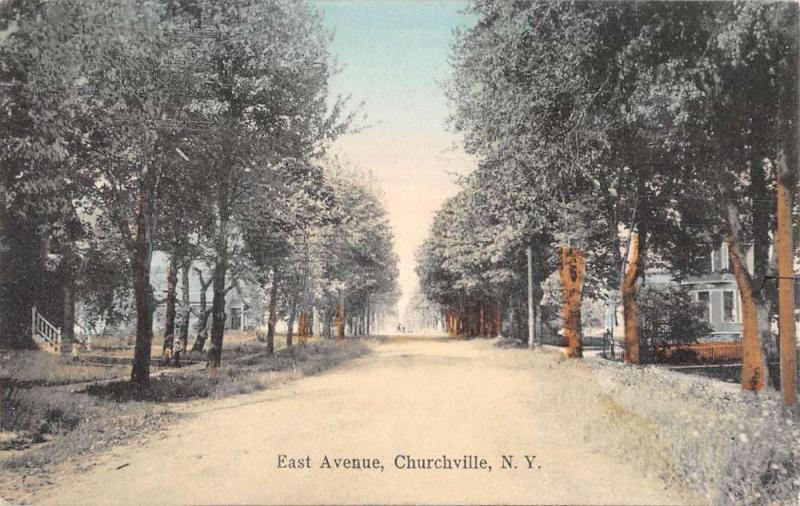 Churchville New York East Avenue Street Scene Antique Postcard K85373