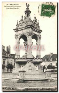 Old Postcard Chateaudun The Monumental Fountain Square October 18