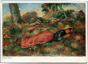 postcard Young Girl Lying in a Meadow - Renoir