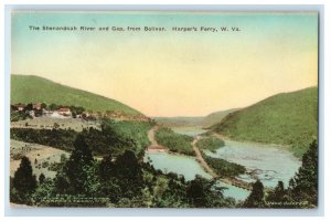 The Shenandoah River And Gap From Bolivar Harper's Ferry WV Handcolored Postcard