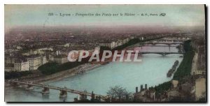 Old Postcard Lyon Pespective Bridges on the Rhone