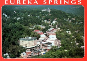 CONTINENTAL SIZE POSTCARD AERIAL VIEWOF EUREKA SPRINGS ARKANSAS