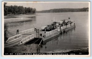 RPPC HENDERSON, AR Arkansas  CAR FERRY  c1940s  Cars   Postcard