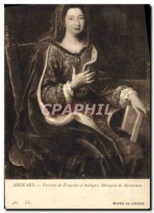 Old Postcard Musee Du Louvre Mignard Portrait of Francoise d & # 39Anbigue Ma...