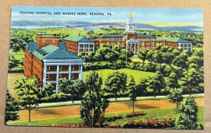 UNPOSTED LINEN POSTCARD - READING HOSPITAL & NURSES HOME, READING, PA.