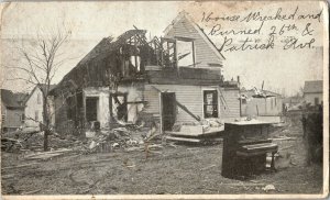 Wrecked, Burned House, Piano in Yard 26th & Patrick Omaha NE Vtg Postcard G57