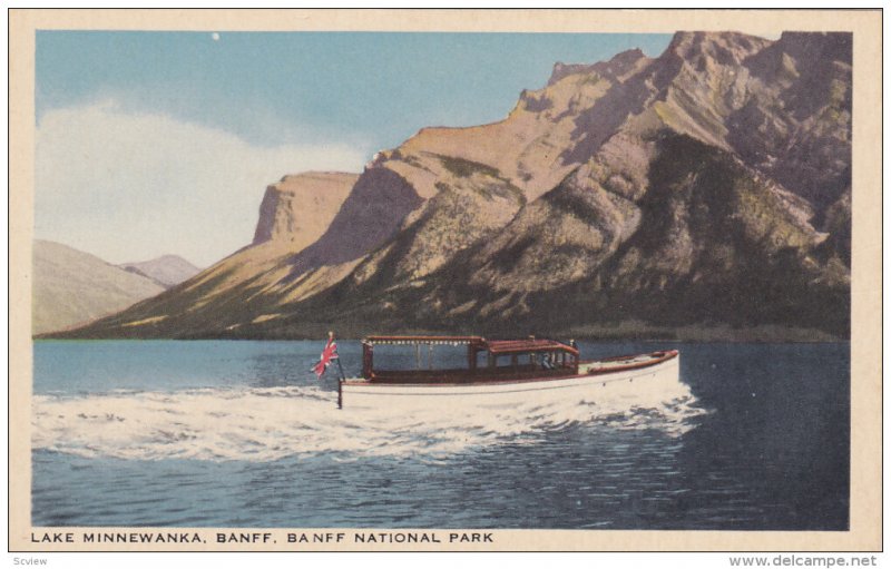 BANFF, Alberta, Canada, 1930-1940's; Lake Minnewankea, Banff National Park, Boat