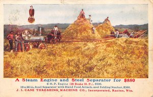 Steam Engine & Steel Separator, JI Case Threshing Maching Co Racine, WI, USA ...