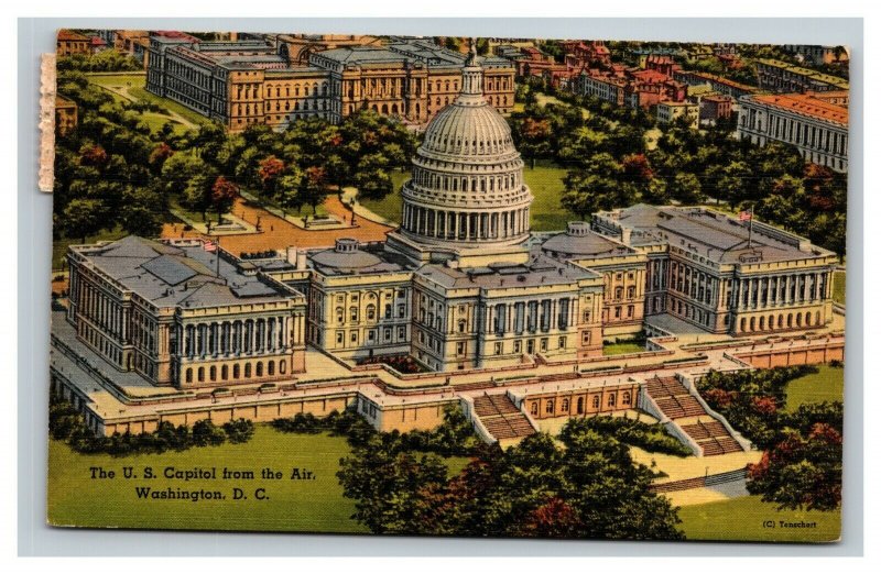 Vintage 1955 Postcard Aerial View of the U.S. Capitol Building Washington DC