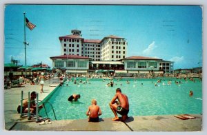 Pool, Hotel Flanders, Ocean City NJ, 1959 Postcard, 80th Anniversary Cancel