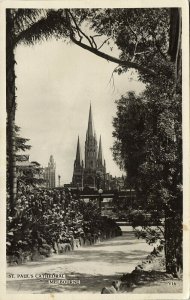 australia, VIC, MELBOURNE, St. Paul's Cathedral (1954) Valentine's RPPC Postcard