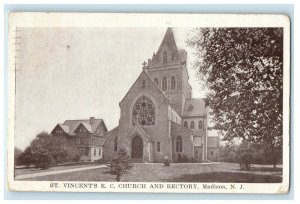 1916 St. Vincent's R.C Church And Rectory Madison New Jersey NJ Antique Postcard 