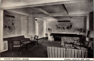 Vtg NY Cornell Club of New York Womens Cocktail Lounge 1940s Postcard