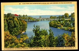 NY ROCHESTER Durand Eastman Park View from Zoo Bath House - Lake Ontario ~ Linen