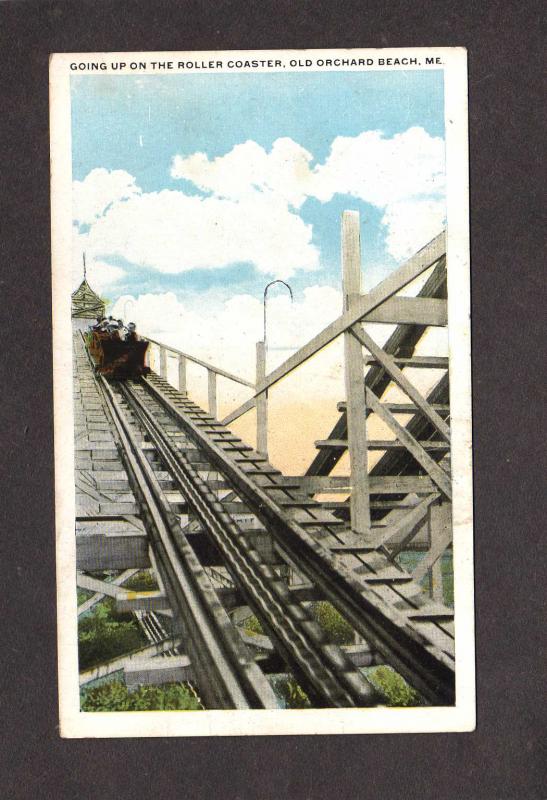 ME Roller Coaster Amusement Park Old Orchard Beach Maine Postcard