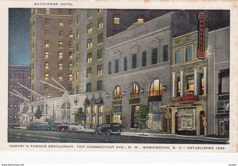 WASHINGTON D.C. , 30-40s; Mayflower Hotel, Harvey's Famous Restaurant