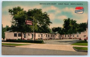 SIOUX FALLS, SD South Dakota~ Roadside SMITH'S AUTO COURT 1952 Linen Postcard