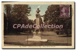 Old Postcard Reims Jardin De La Patte D'Oie Statue Charles Arnould