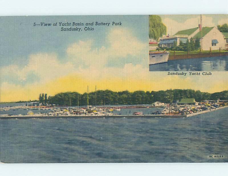 Unused Linen YACHT BOAT CLUB BUILDING AT BATTERY PARK Sandusky Ohio OH F4444