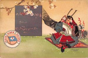 Japan Cherry Blossom Samurai Toyo Kisen Kaisha Antique Postcard (J28723)