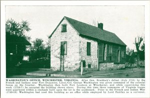 George Washington's Office, Winchester VA Vintage Postcard L74 