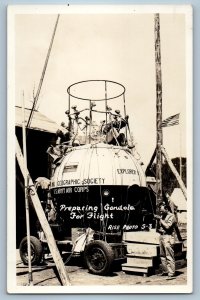 Preparing Gondola For Flight US Army Air Corp Black Hills SD RPPC Photo Postcard