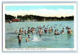 Vintage Bathing Scene, Lake Brady, Kent Ohio. Postcard F117E