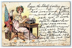 1905 Lady Liberty Patriotic Typewriter Brooklyn Monroe New York NY Postcard