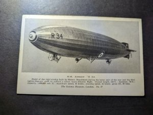 Mint England Aviation Zeppelin Postcard HM Airship R34 Science Museum of London