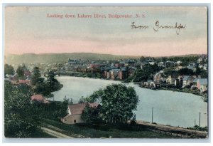 Bridgewater Nova Scotia Canada Postcard Looking Down Lahave River c1910