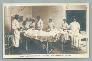 SURGERY SCENE HOSPITAL OPERATING THEATRE ANTIQUE REAL PHOTO POSTCARD RPPC