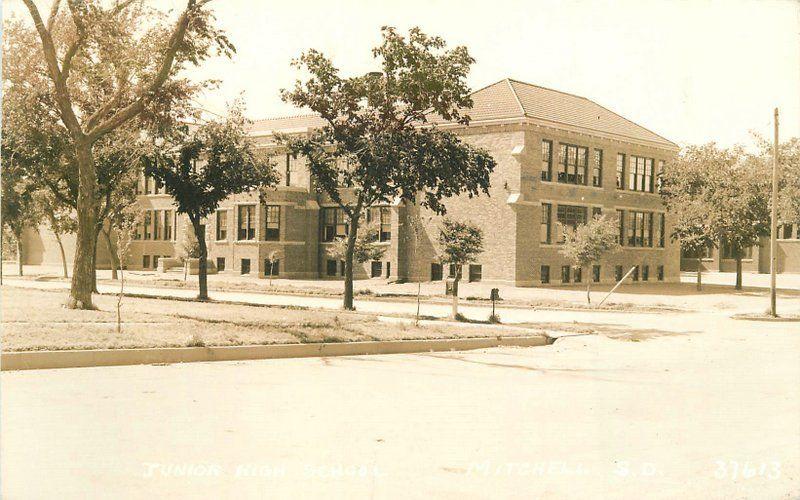 1940s Junior High School Mitchell South Dakota Postcard RPPC real photo 11359