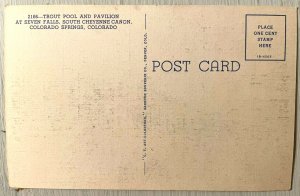 Vintage Postcard 1941 Trout Pool and Pavilion Seven Falls Colorado Springs CO