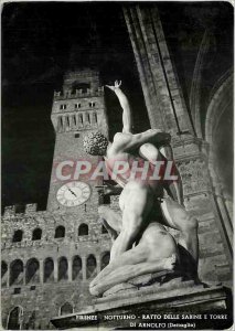 Postcard Modern Firenze Notturno Ratto delle Sabine and Torre Arnolfo Di (Det...