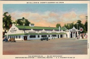 Kentland Indiana NU-JOY RESTAURANT Ice Cream Greyhound Bus Station Postcard V20