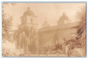 c1910's Old Mission Church Santa Barbara California CA RPPC Photo Postcard