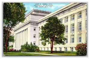 University of Michigan James Angell Hall Ann Arbor MI UNP Linen Postcard Z2