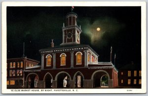 Vtg Fayetteville North Carolina NC Ye Old Market House Night View Postcard