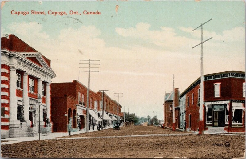 Cayuga Ontario Cayuga Street Bank of Commerce EB Davis ON Postcard E82 *as is