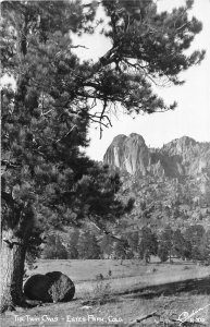 F40/ Estes Park Colorado RPPC Postcard c1940s The Twin Owls Peak