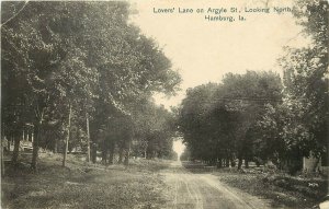 Vintage Postcard; Lovers' Lane on Argyle St., Hamburg IA Fremont County Wheelock