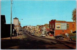 Postcard Brampton Ontario c1960s Queen Street South Gas Signs Pepsi Peel County