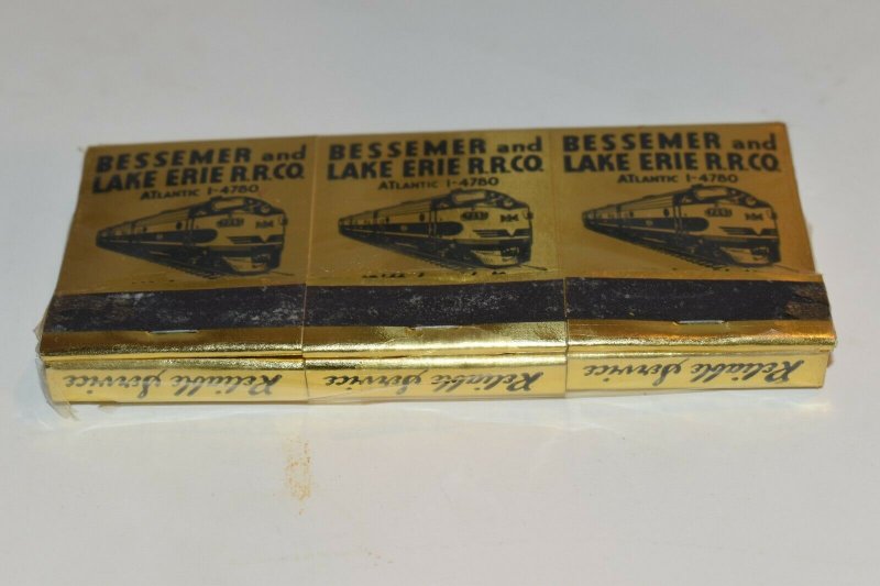 6 Bessemer and Lake Erie Railroad Company Gold 30 Strike Matchbooks