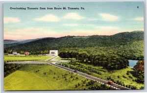 Tionesta Pennsylvania~Overlooking Tionesta Dam From Route 66~~Vintage Linen PC