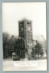 CLARION IA WRIGHT CO. COURT HOUSE VINTAGE REAL PHOTO POSTCARD RPPC