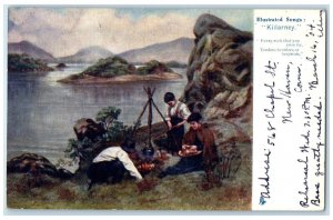 1904 Cooking in Camp Illustrated Songs Killarney Oilette Tuck Art Postcard