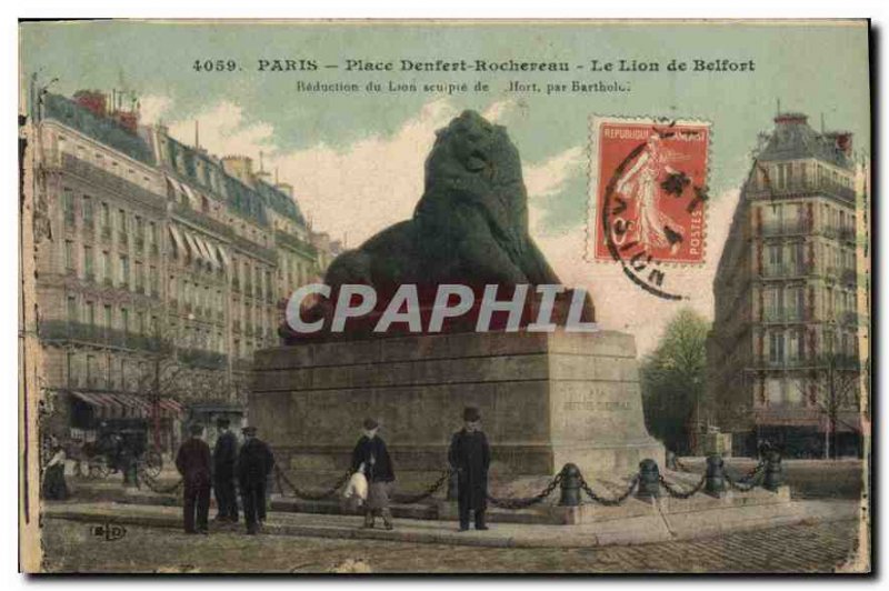 Postcard Old Paris Denfert-Rochereau The Lion of Belfort